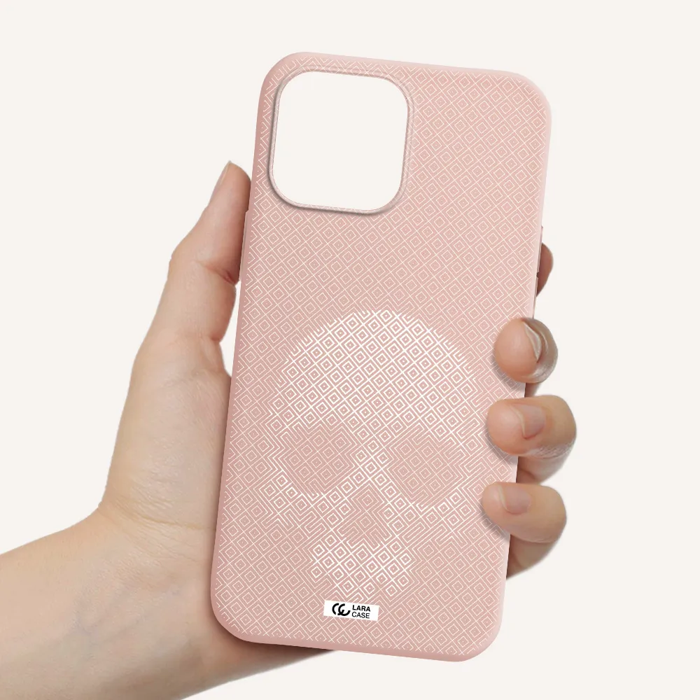 Skull Line Pattern Apple iPhone 13 Pro Max Silicone pastel pink Case