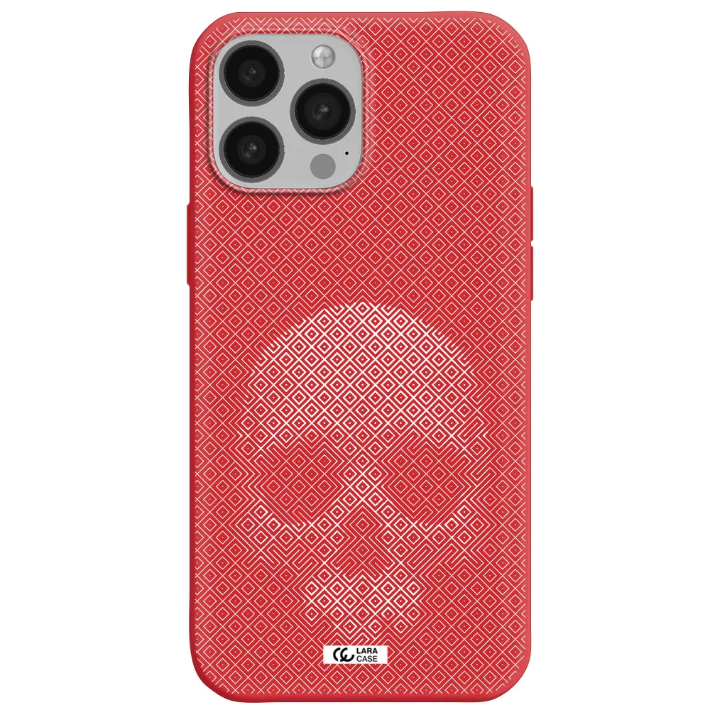 Skull Line Pattern Apple iPhone 13 Pro Silicone Imperial Red Case