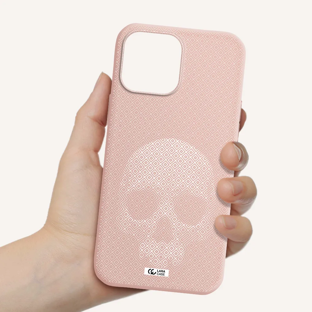 Skull Line Pattern Apple iPhone 13 Pro Silicone pastel pink Case