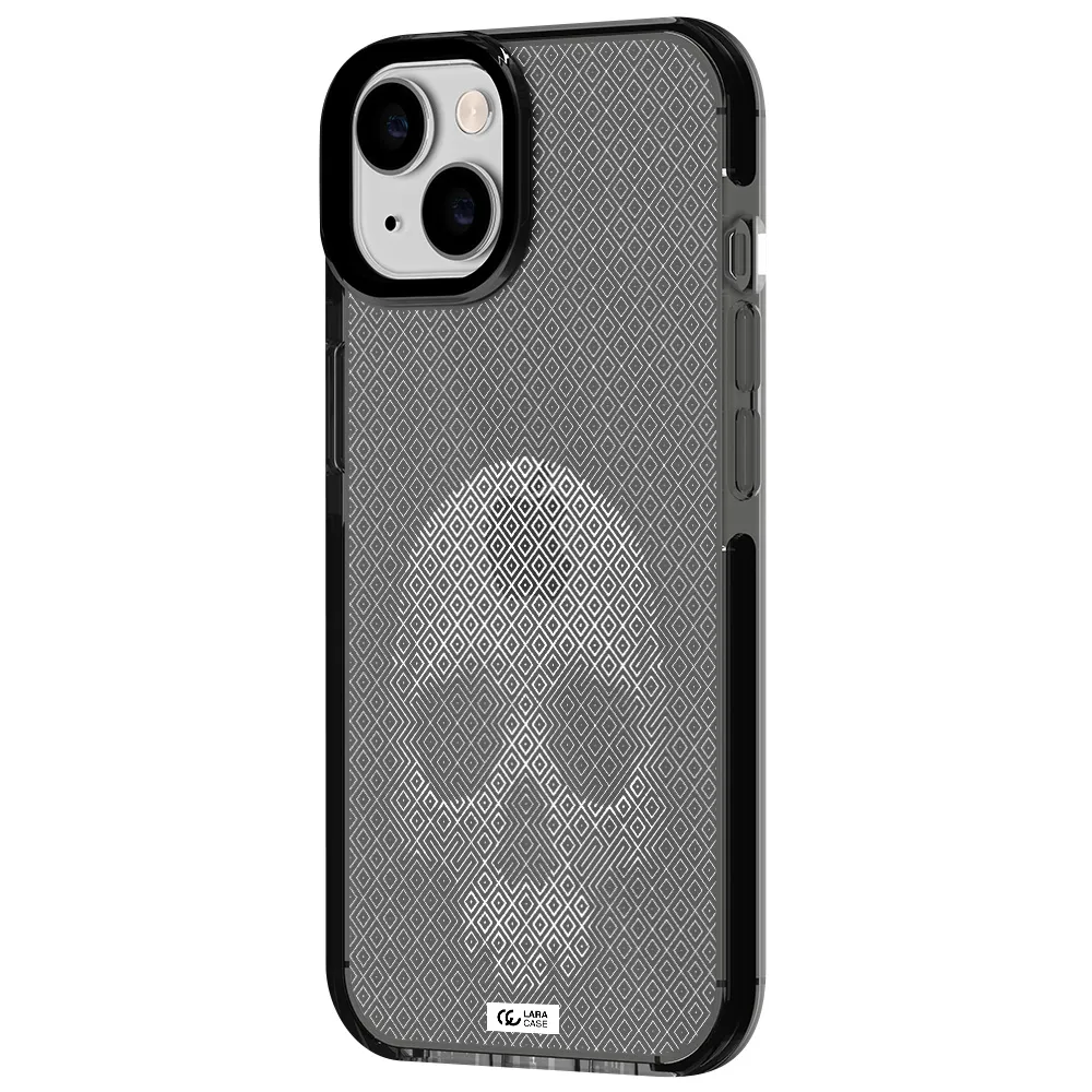 Skull Line Pattern Apple iPhone 14 impact Smoke Black Case