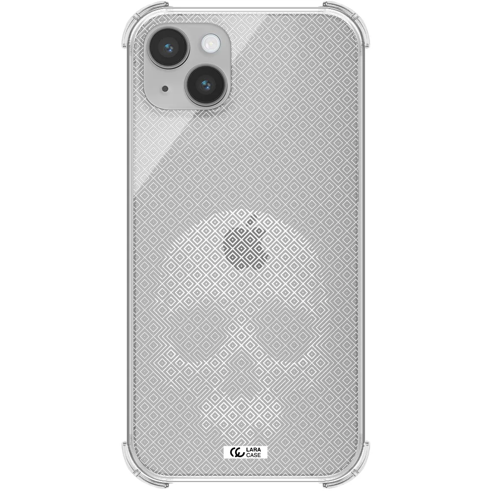 Skull Line Pattern Apple iPhone 14 plus Clear PC Case