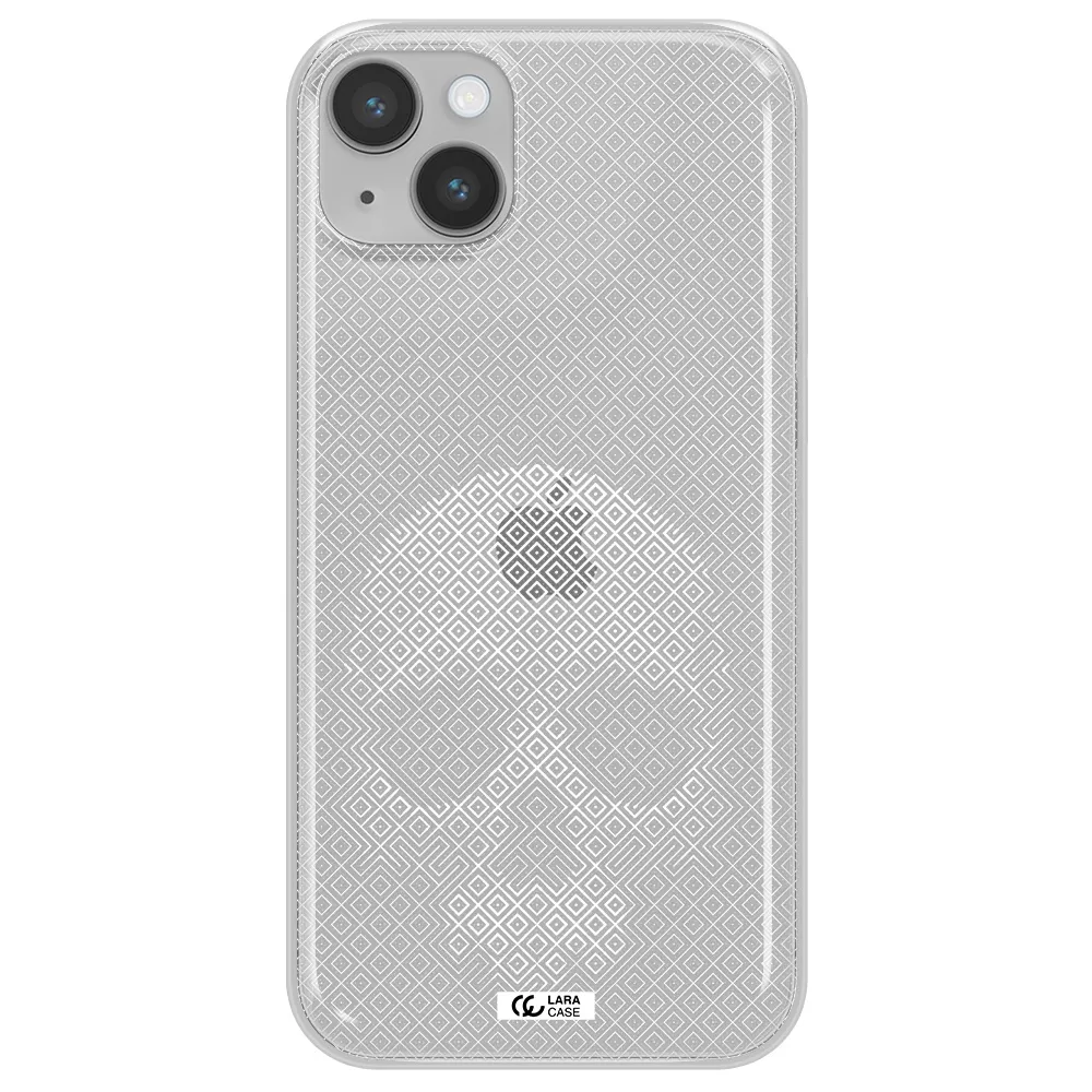 Skull Line Pattern Apple iPhone 14 plus Clear TPU Case