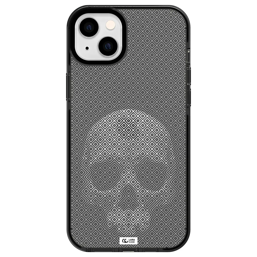 Skull Line Pattern Apple iPhone 14 plus impact Smoke Black Case