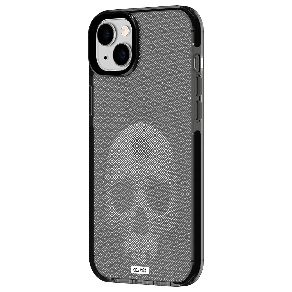 Skull Line Pattern Apple iPhone 14 plus impact Smoke Black Case