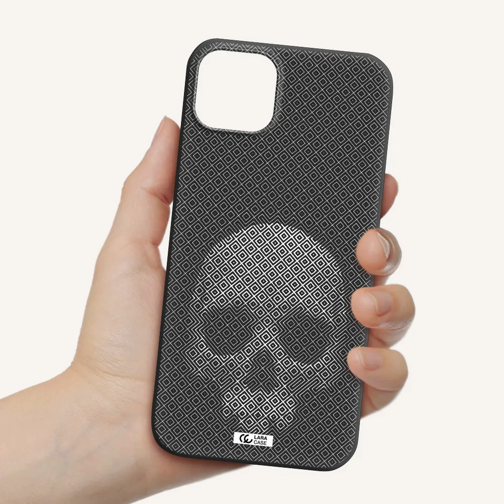 Skull Line Pattern Apple iPhone 14 plus Silicone black Case