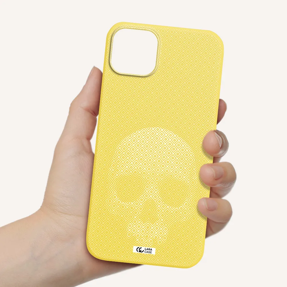 Skull Line Pattern Apple iPhone 14 plus Silicone canary yellow Case