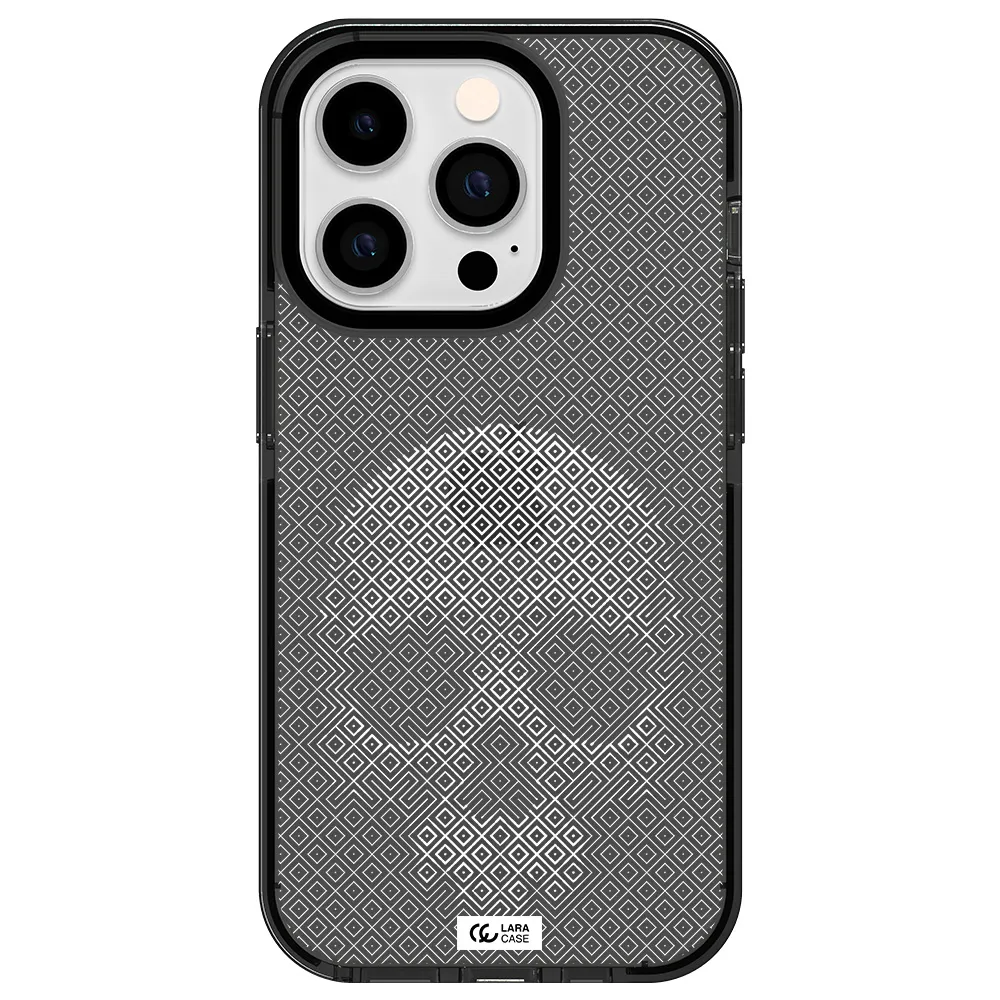 Skull Line Pattern Apple iPhone 14 pro impact Smoke Black Case