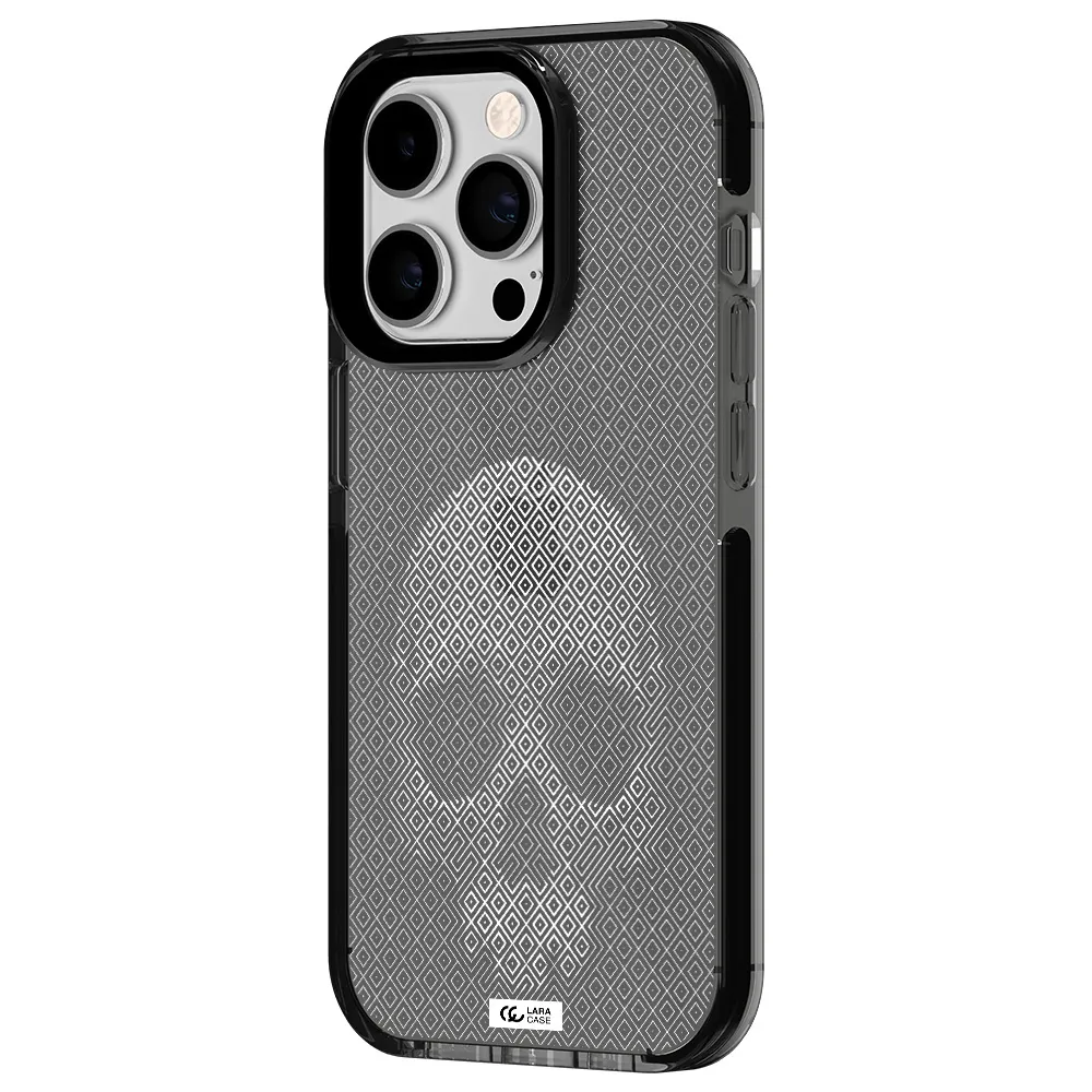 Skull Line Pattern Apple iPhone 14 pro impact Smoke Black Case