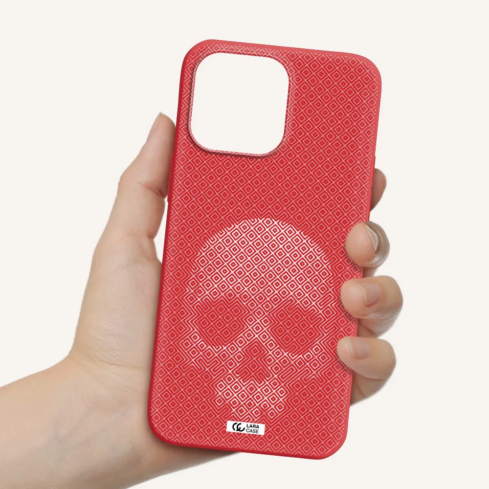 Skull Line Pattern Apple iPhone 14 pro max Silicone Imperial Red Case
