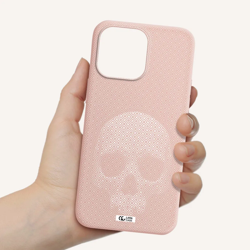 Skull Line Pattern Apple iPhone 14 pro max Silicone pastel pink Case