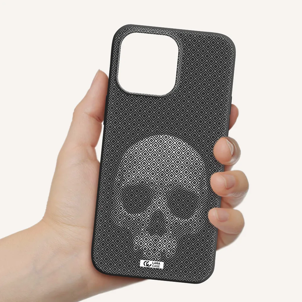 Skull Line Pattern Apple iPhone 14 pro Silicone black Case