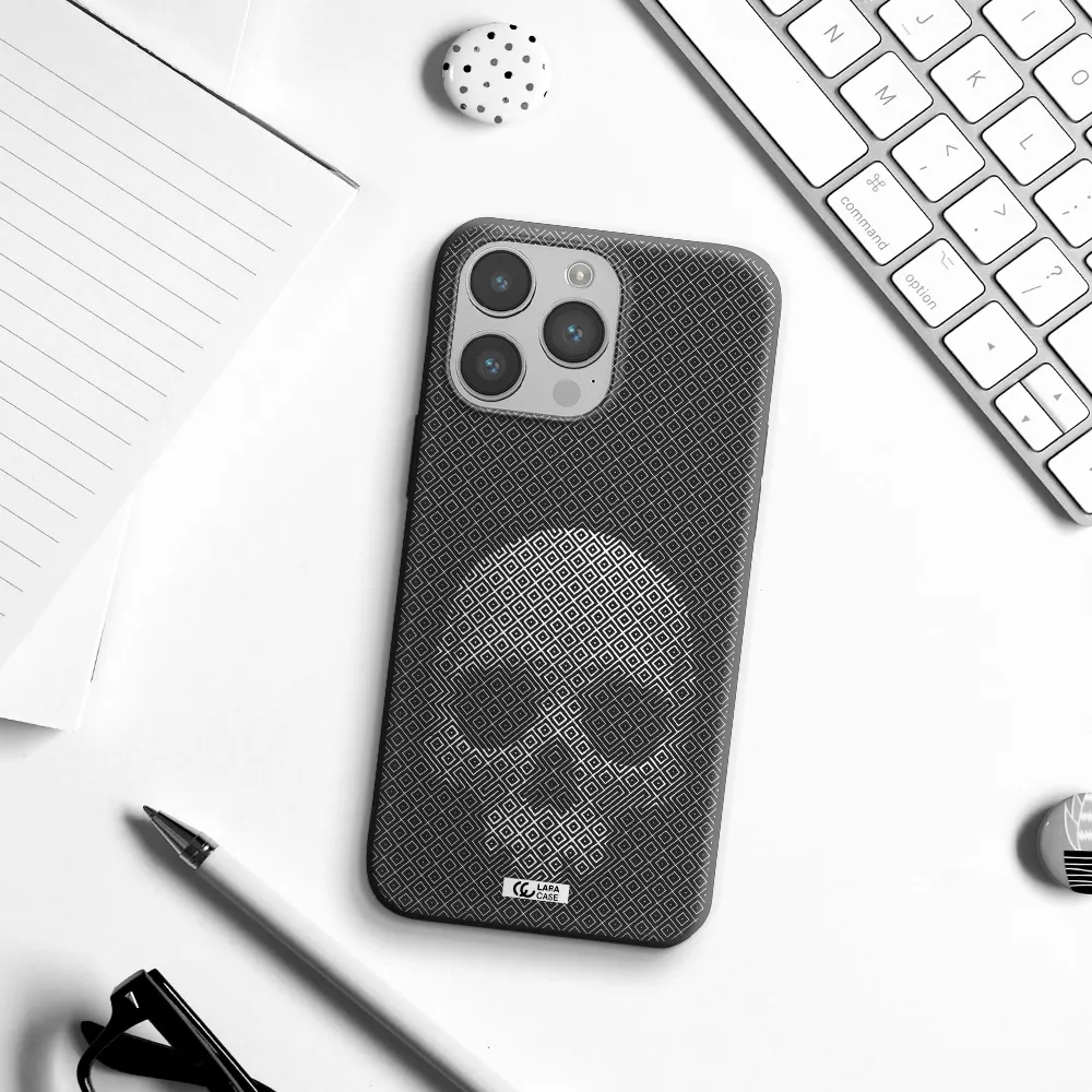 Skull Line Pattern Apple iPhone 14 pro Silicone black Case