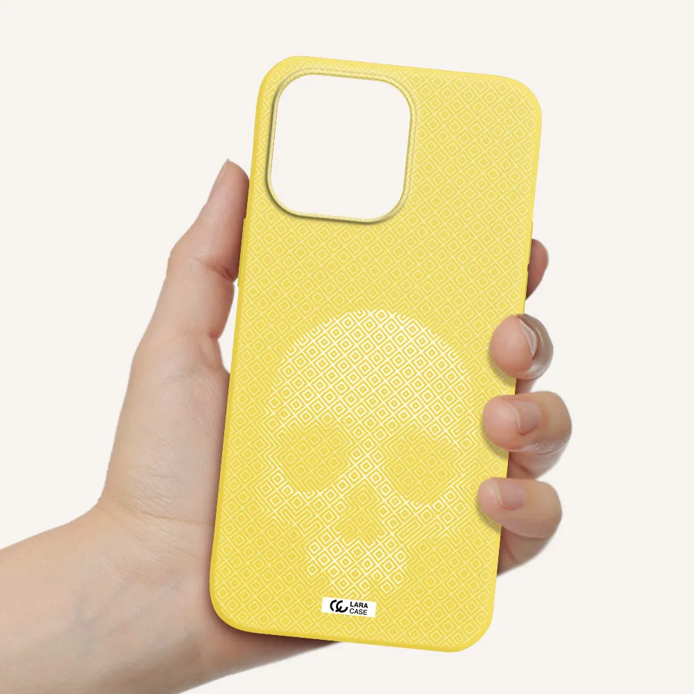 Skull Line Pattern Apple iPhone 14 pro Silicone canary yellow Case