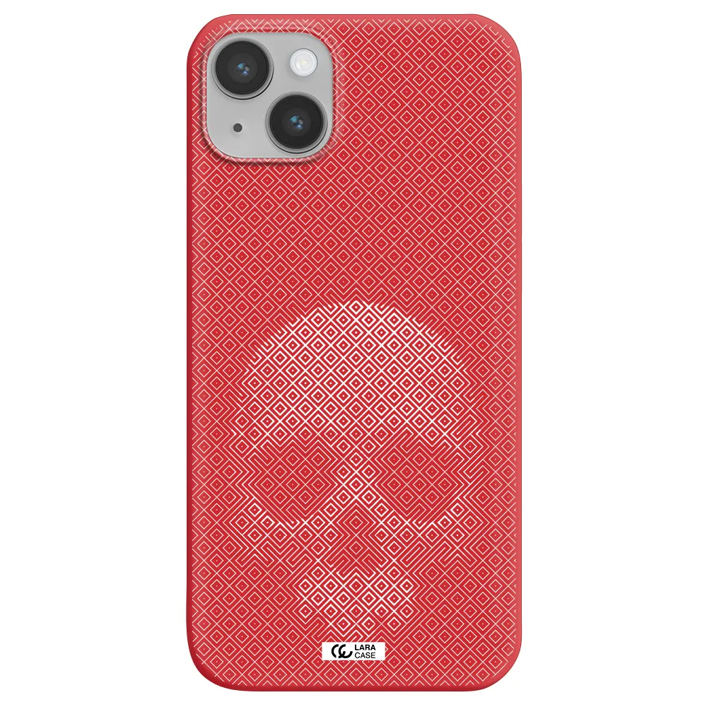 Skull Line Pattern Apple iPhone 14 Silicone Imperial Red Case