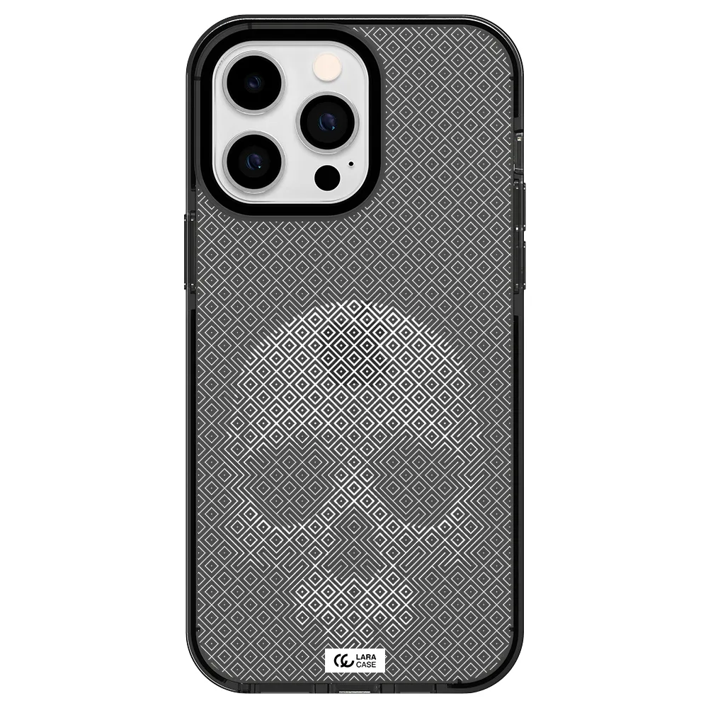 Skull Line Pattern Apple iPhone 15 Pro Max impact Smoke Black Case