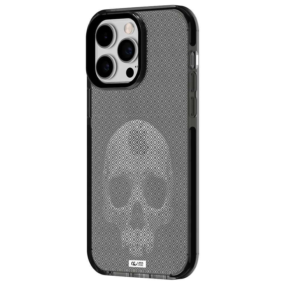 Skull Line Pattern Apple iPhone 15 Pro Max impact Smoke Black Case