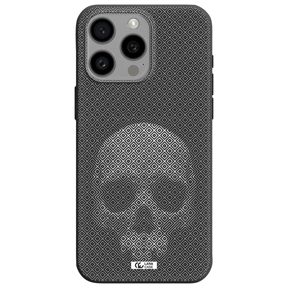 Skull Line Pattern Apple Iphone 15 Pro max Silicone black Case