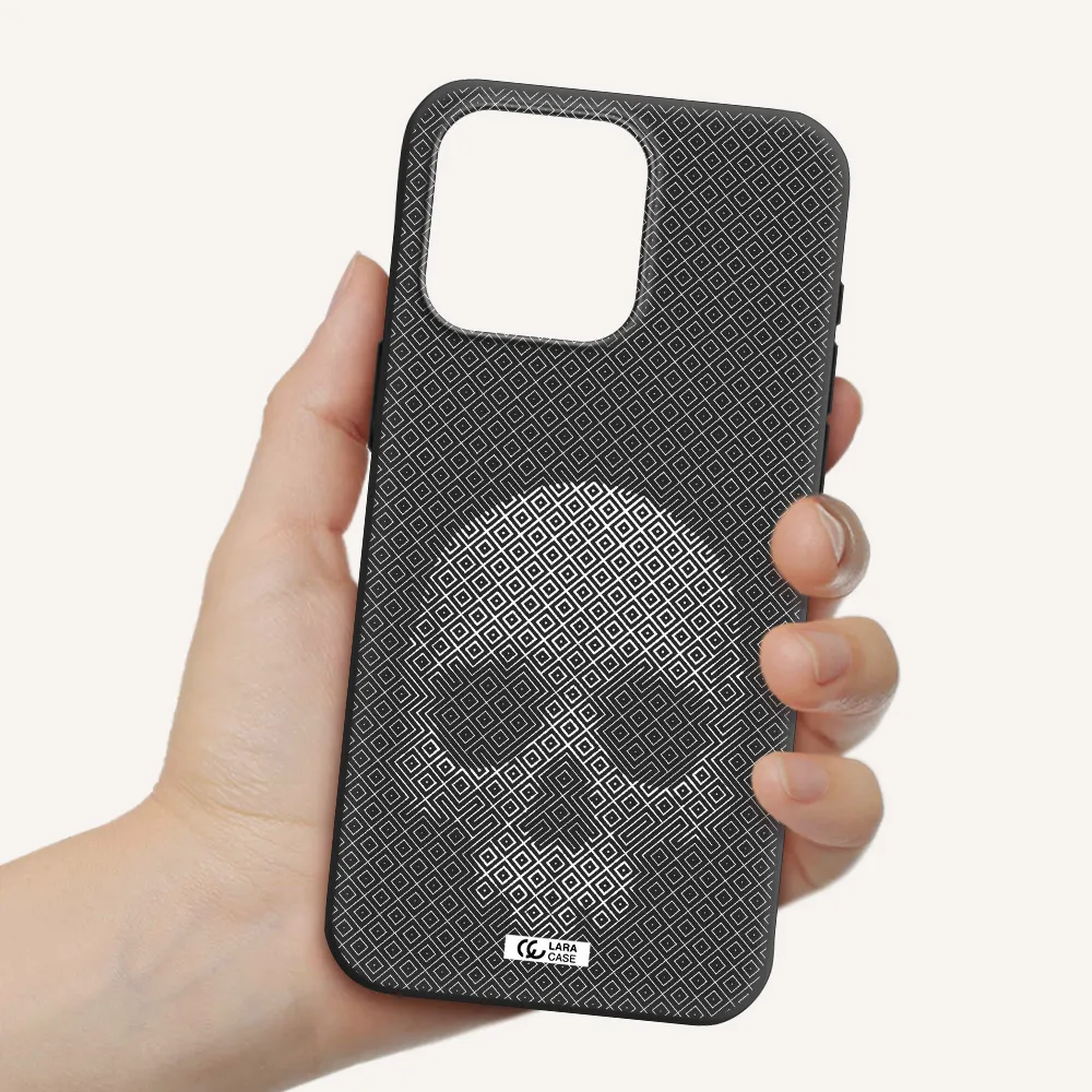 Skull Line Pattern Apple Iphone 15 Pro max Silicone black Case