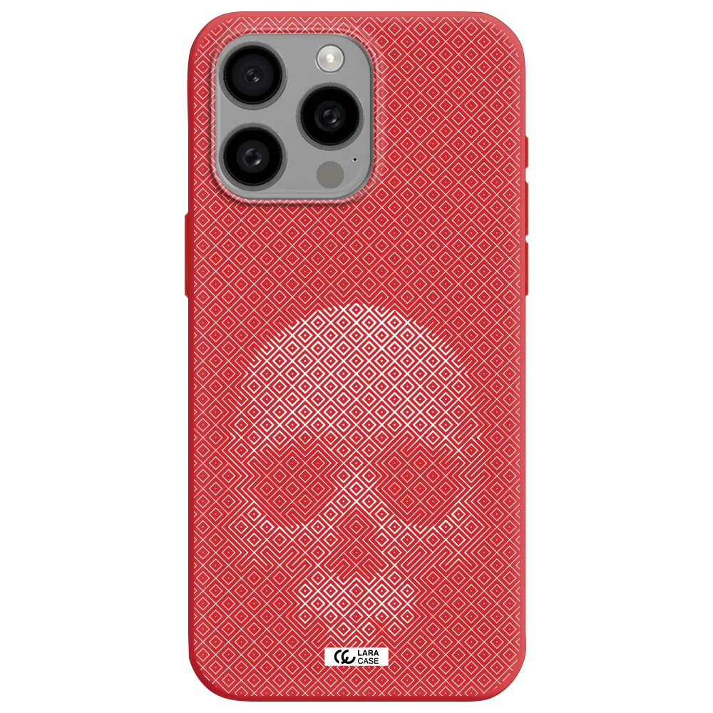 Skull Line Pattern Apple Iphone 15 Pro Max Silicone Imperial Red Case