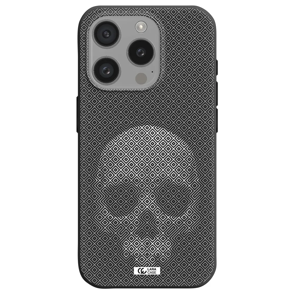 Skull Line Pattern Apple Iphone 15 Pro Silicone Black Case