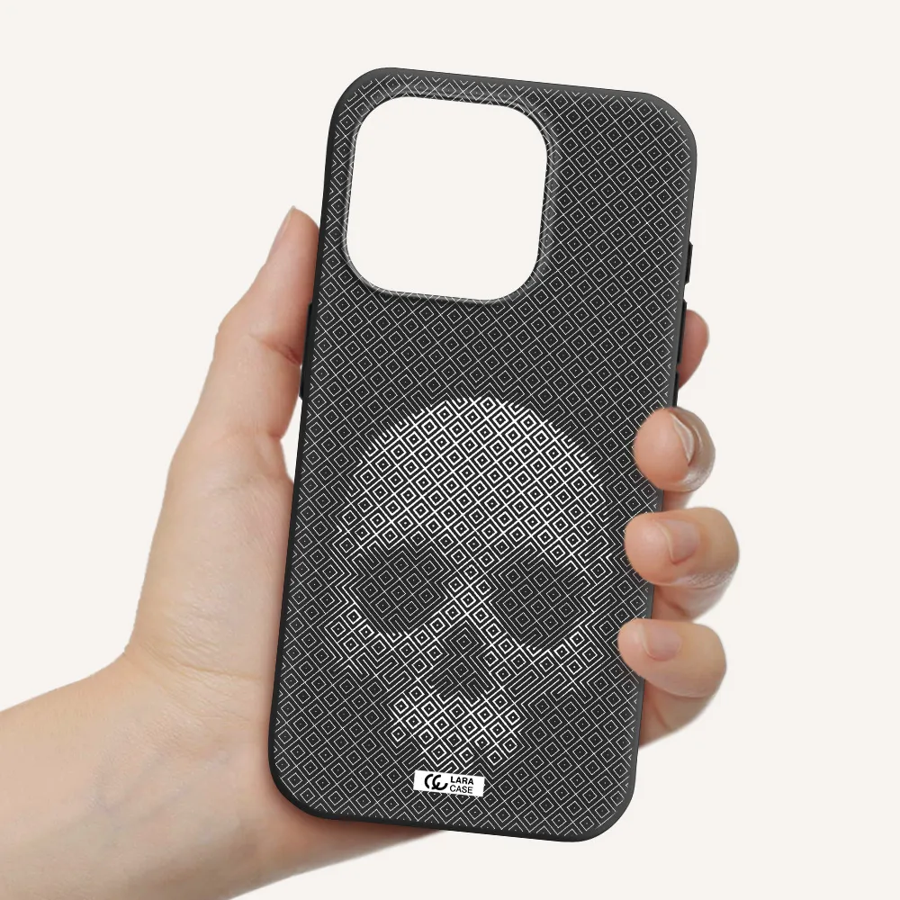 Skull Line Pattern Apple Iphone 15 Pro Silicone Black Case