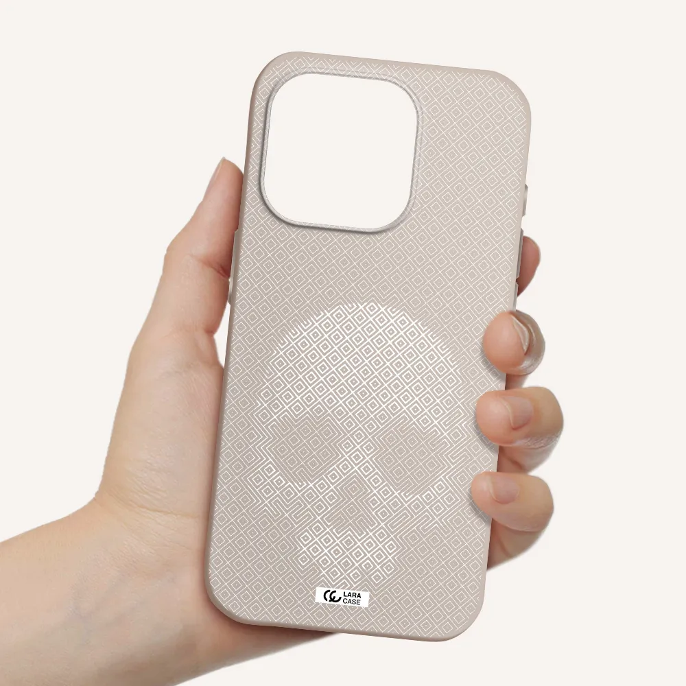 Skull Line Pattern Apple Iphone 15 Pro Silicone Stone Case