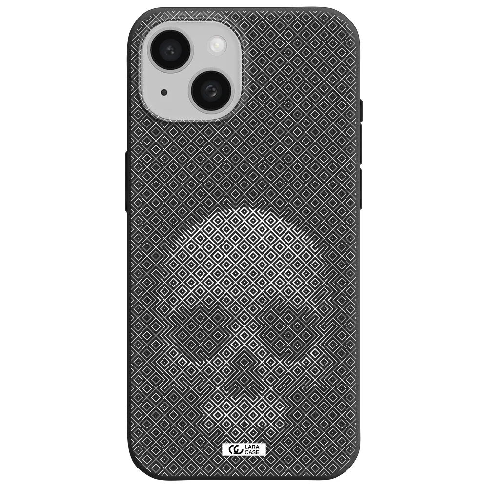 Skull Line Pattern Apple iPhone 15 Silicone black Case