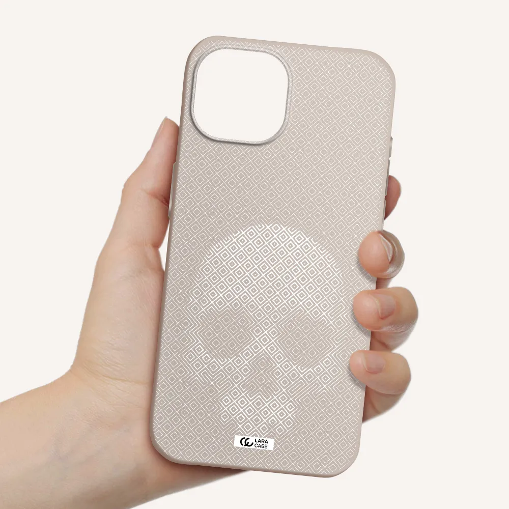 Skull Line Pattern Apple iPhone 15 Silicone Stone Case