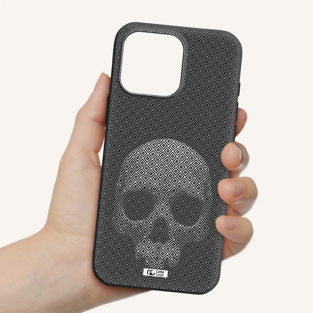 Skull Line Pattern Apple Iphone 16 Pro Max Silicone Black Case