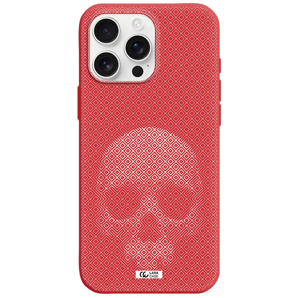 Skull Line Pattern Apple Iphone 16 Pro Max Silicone Imperial Red Case