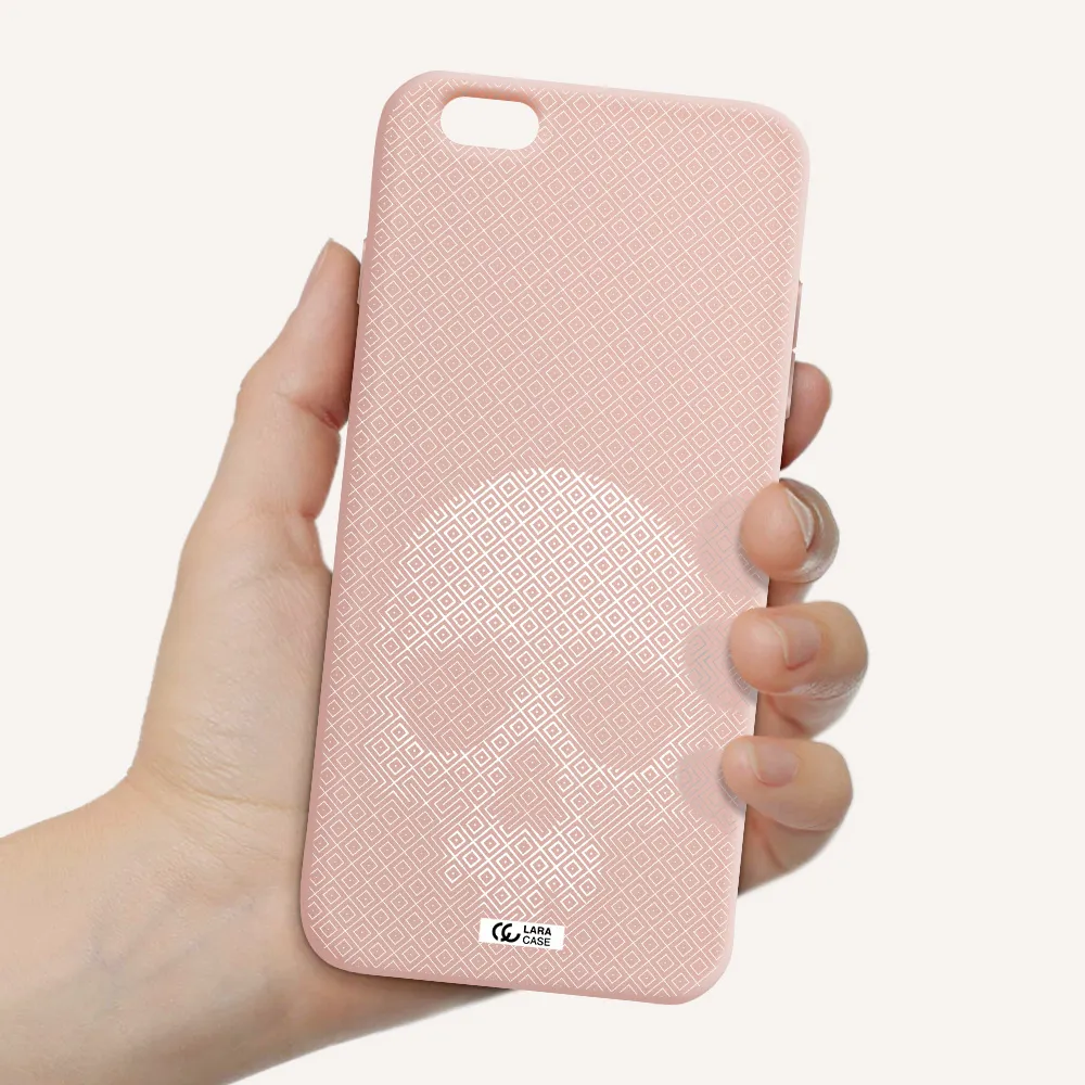 Skull Line Pattern Apple iPhone 6 plus Silicone pastel pink Case