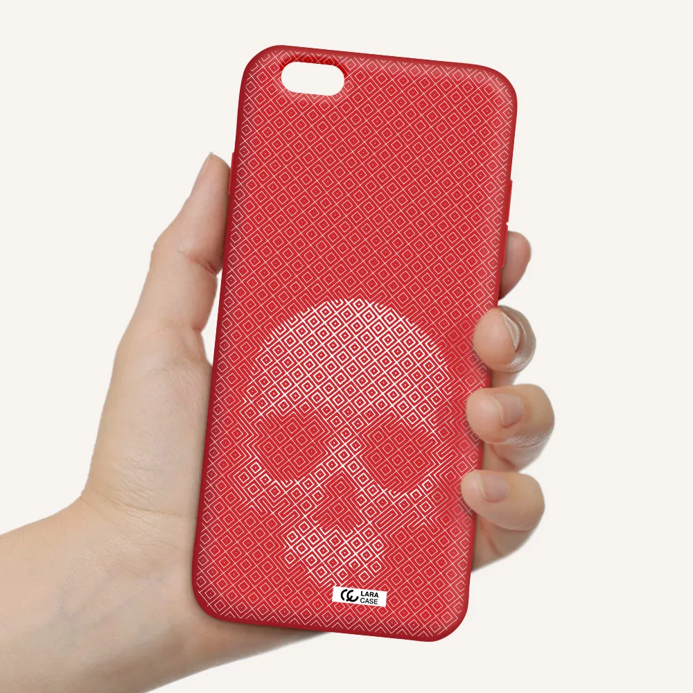 Skull Line Pattern Apple iPhone 6 s plus Silicone Imperial Red Case