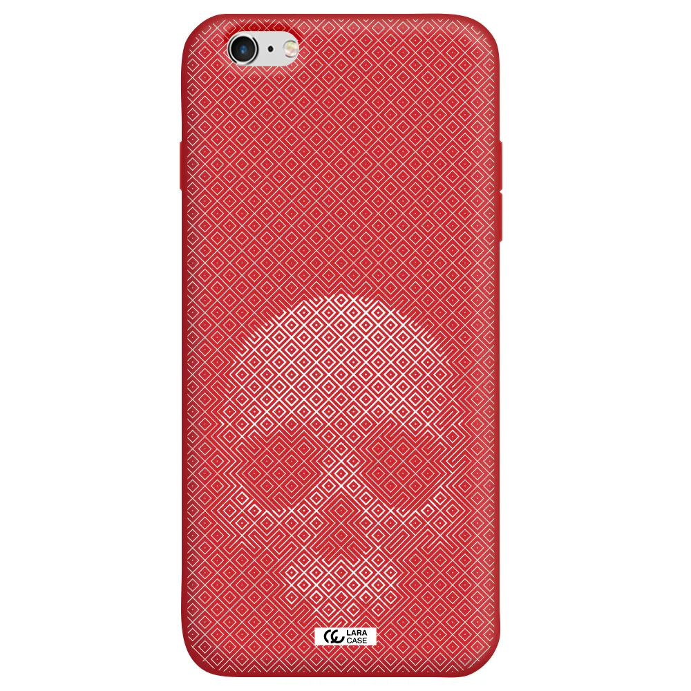 Skull Line Pattern Apple iPhone 6S Silicone Imperial Red Case