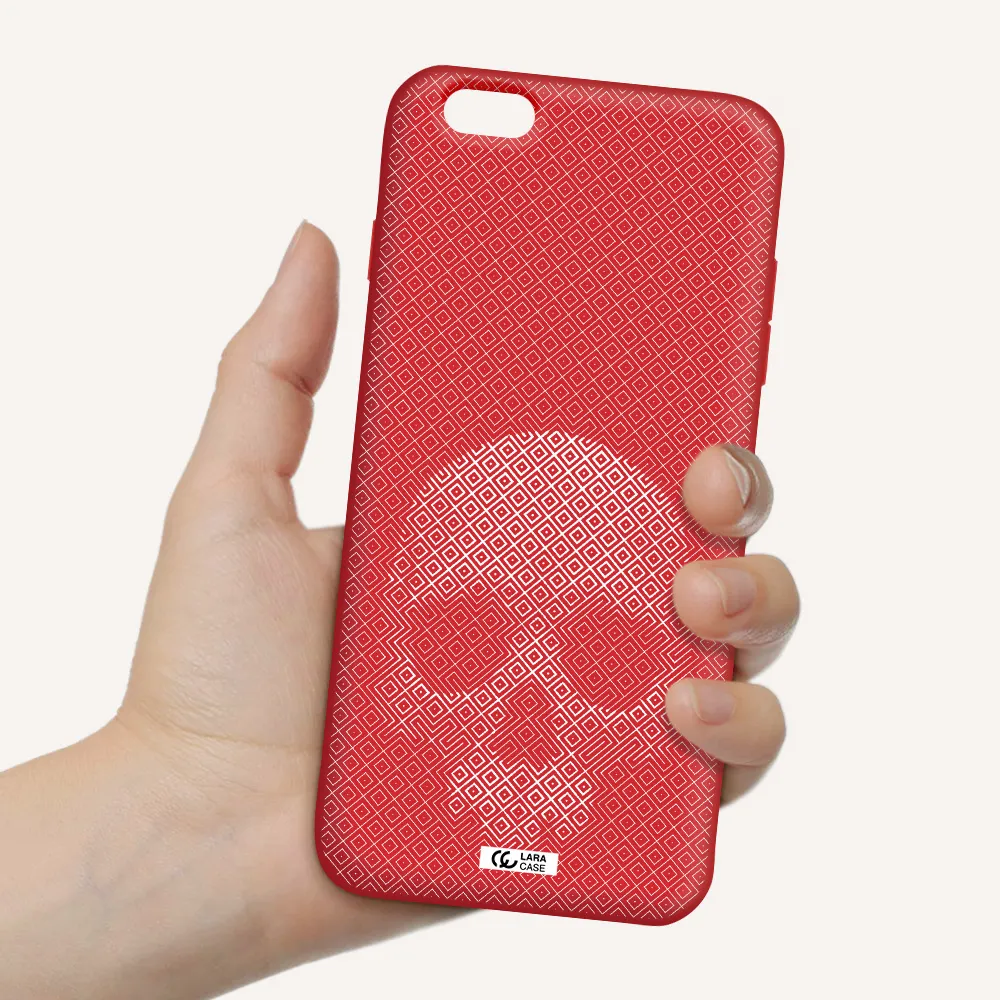 Skull Line Pattern Apple iPhone 6S Silicone Imperial Red Case
