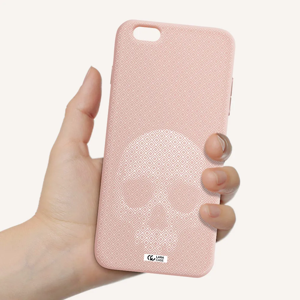 Skull Line Pattern Apple iPhone 6S Silicone pastel pink Case
