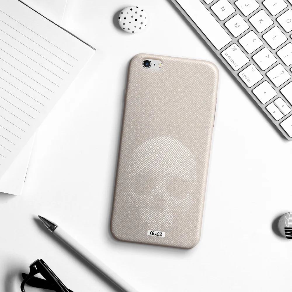 Skull Line Pattern Apple iPhone 6S Silicone Stone Case