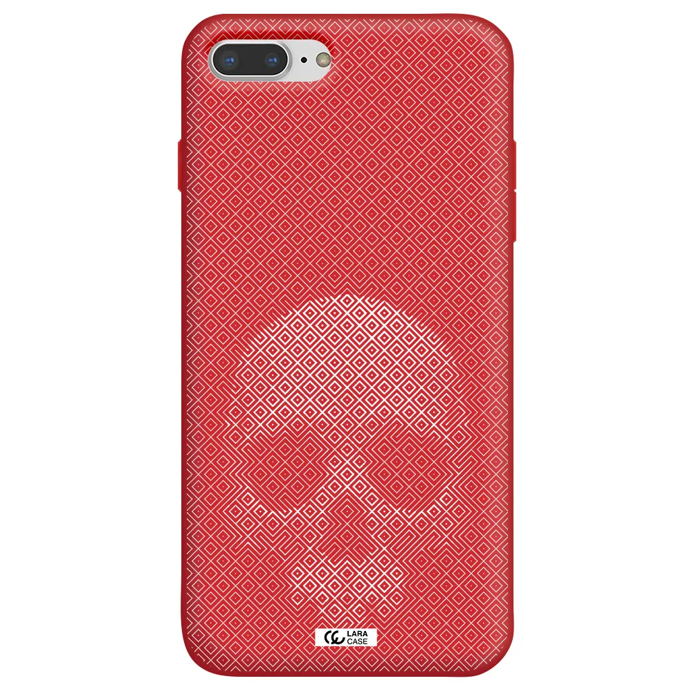 Skull Line Pattern Apple iPhone 7 plus Silicone Imperial Red Case