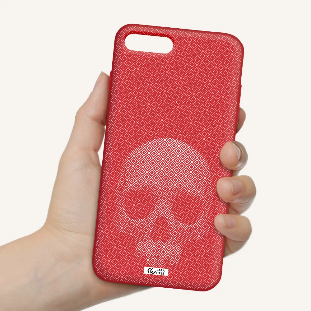 Skull Line Pattern Apple iPhone 7 plus Silicone Imperial Red Case