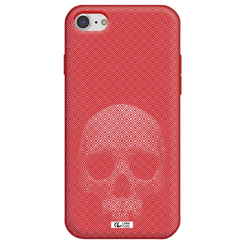 Skull Line Pattern Apple iPhone 7 Silicone Imperial Red Case
