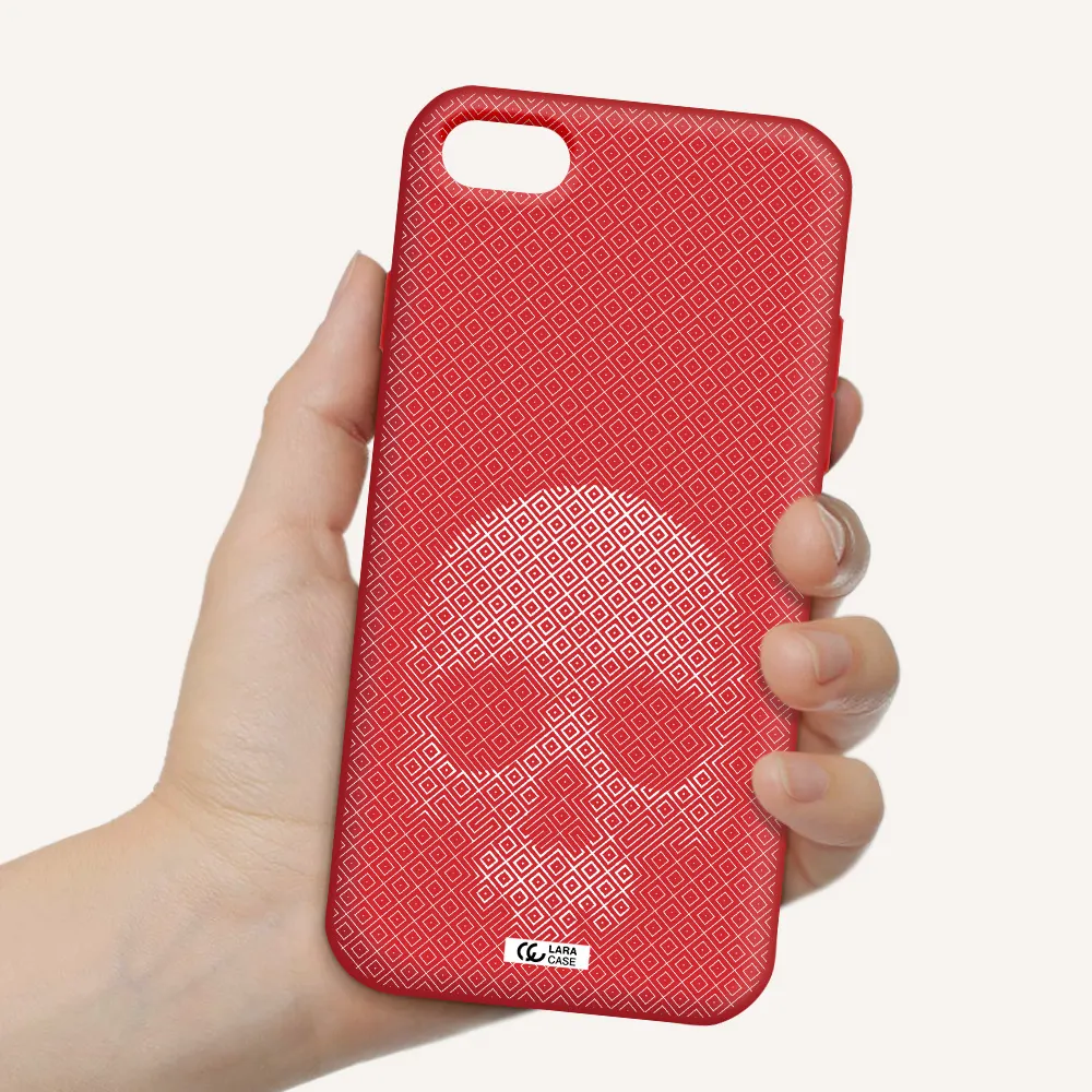 Skull Line Pattern Apple iPhone 7 Silicone Imperial Red Case