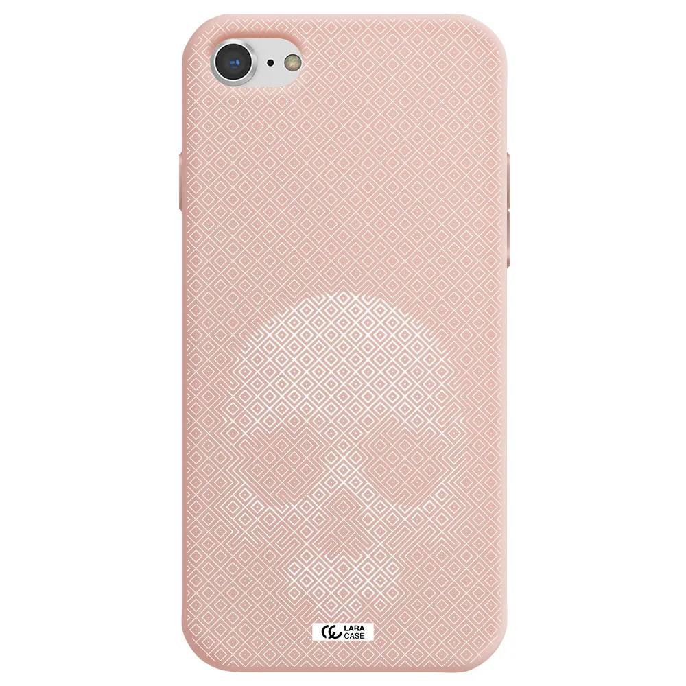 Skull Line Pattern Apple iPhone 7 Silicone pastel pink Case
