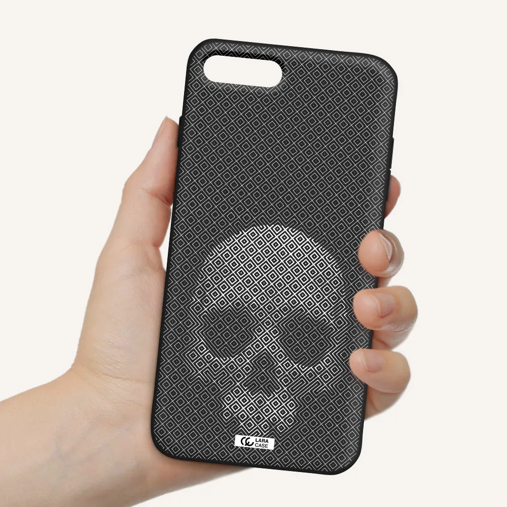 Skull Line Pattern Apple iPhone 8 plus Silicone black Case