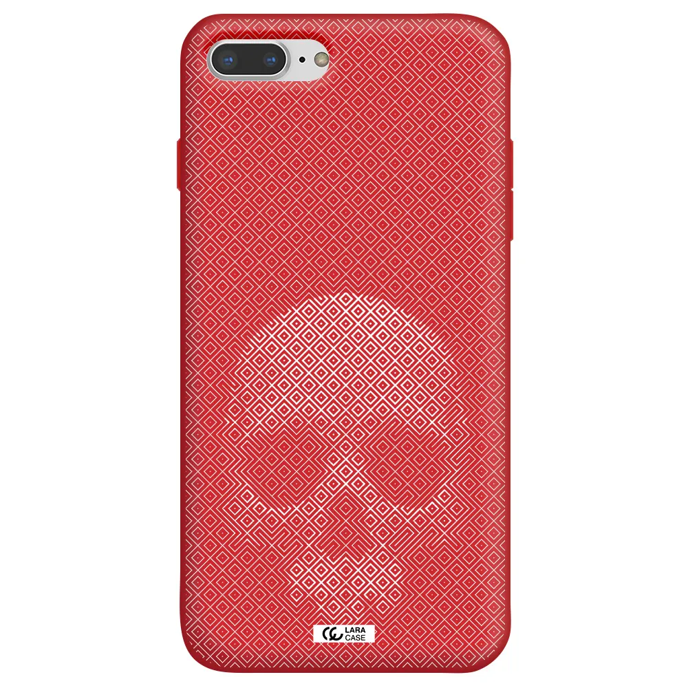 Skull Line Pattern Apple iPhone 8 plus Silicone Imperial Red Case