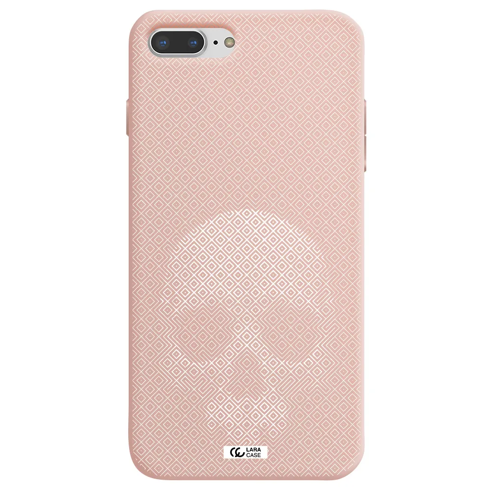 Skull Line Pattern Apple iPhone 8 plus Silicone pastel pink Case