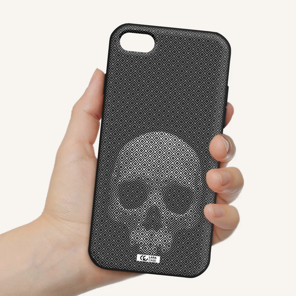Skull Line Pattern Apple iPhone 8 Silicone black Case