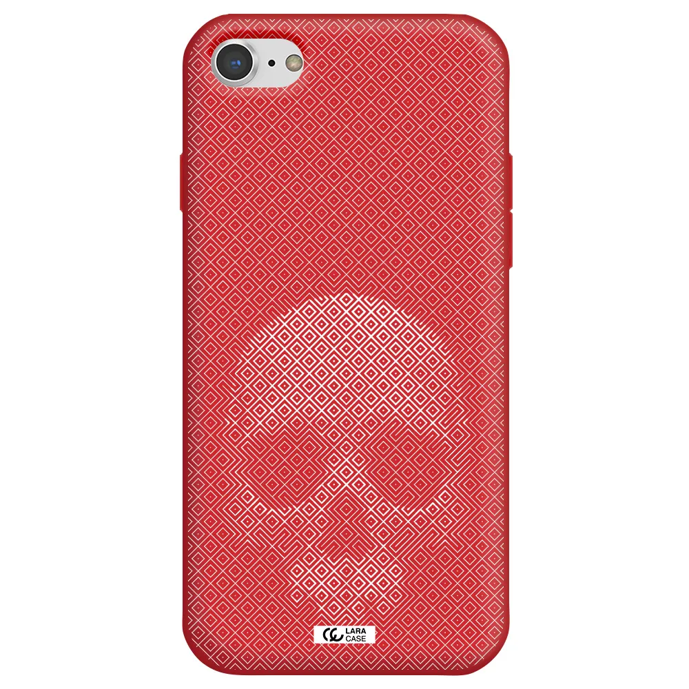Skull Line Pattern Apple iPhone 8 Silicone Imperial Red Case
