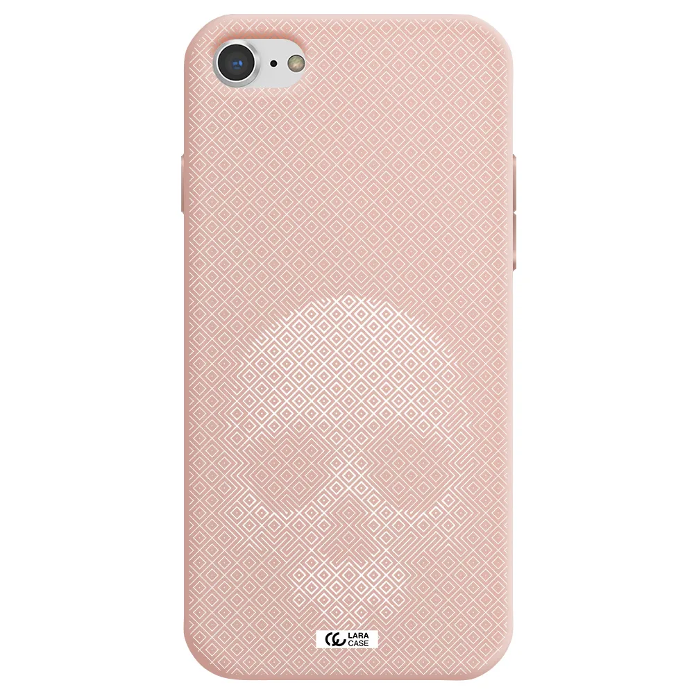 Skull Line Pattern Apple iPhone 8 Silicone pastel pink Case