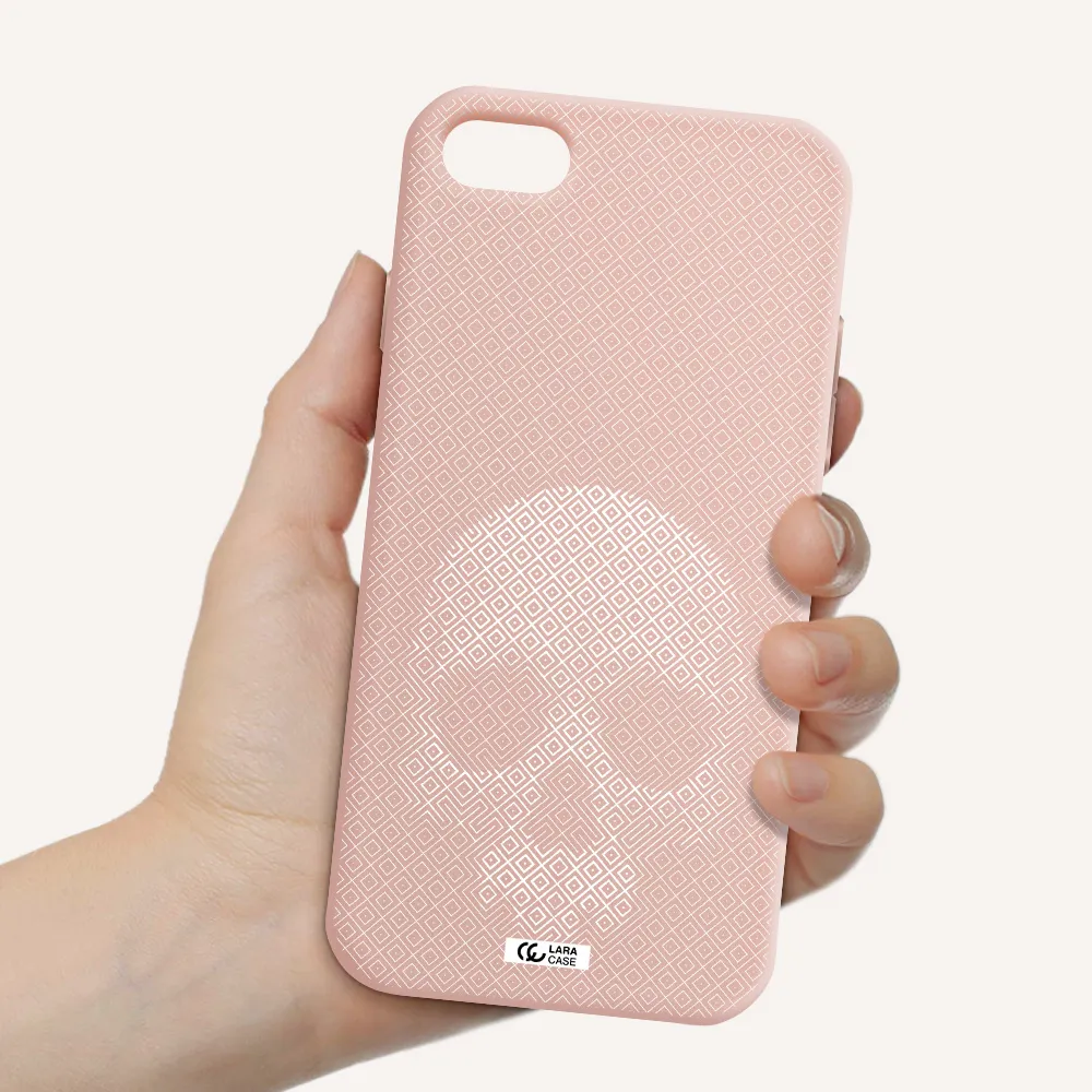 Skull Line Pattern Apple iPhone 8 Silicone pastel pink Case