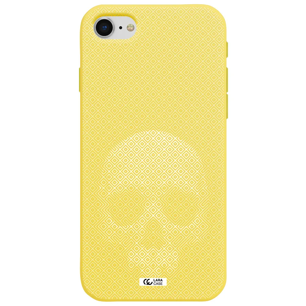 Skull Line Pattern Apple iPhone se 2020 Silicone canary yellow Case