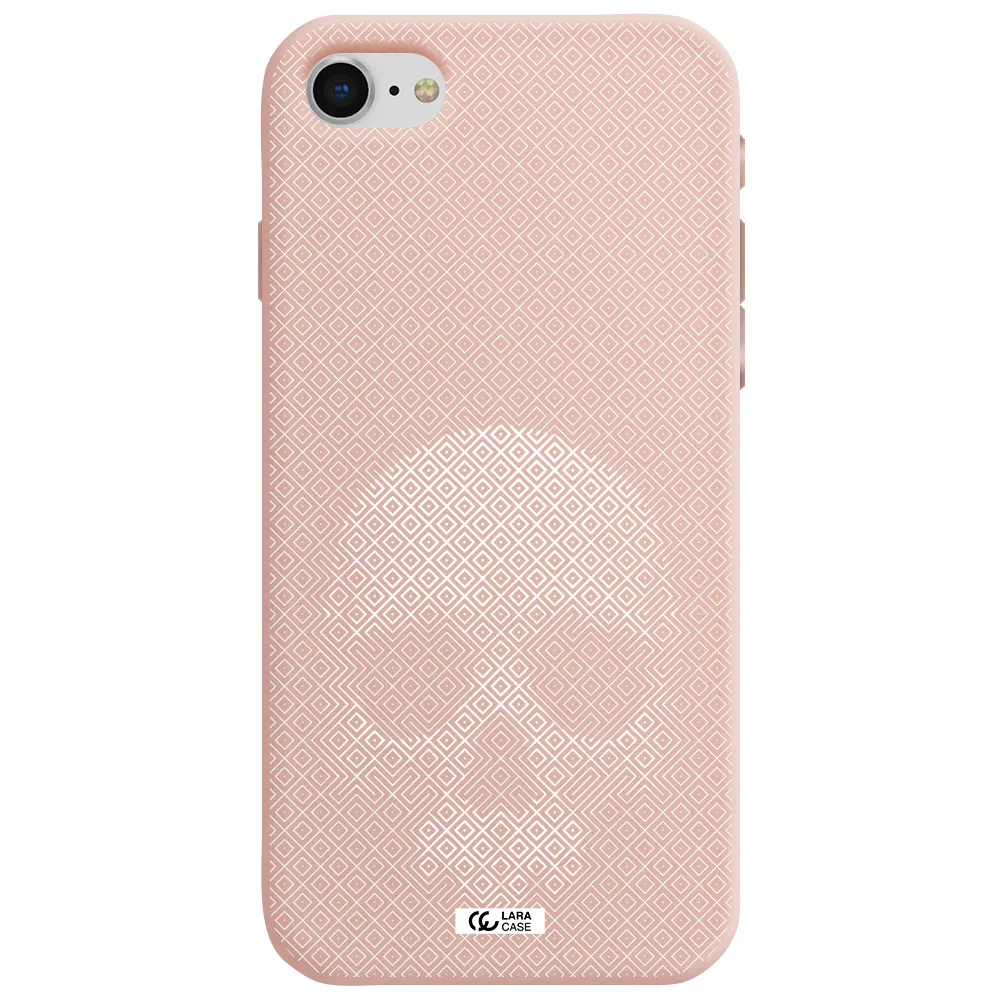 Skull Line Pattern Apple iPhone se 2020 Silicone pastel pink Case
